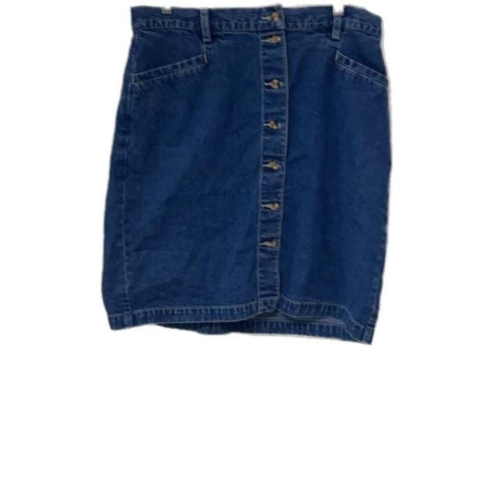 Vintage Eddie Bauer Women's Size 12 Denim Skirt Button Front Blue
